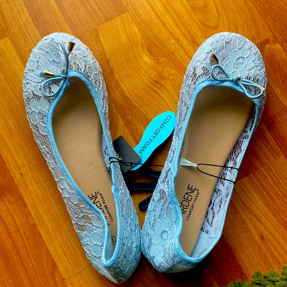 NEW-Baby blue ballet lace flats-Side 8